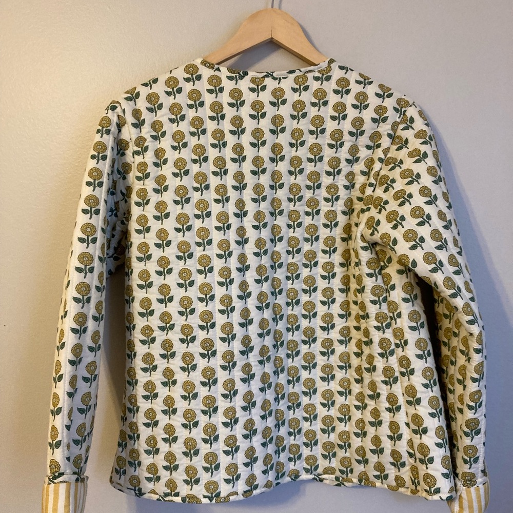 Japna Floral quilted jacket - Cream and Yellow - Picture 6 of 7